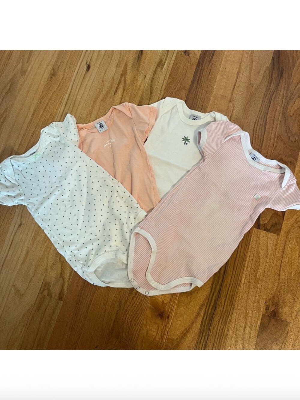 Petit Bateau short sleeved onesies/bodysuits x4 in 18m